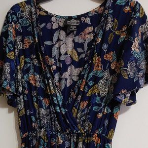 Floral print romper with maxi overlay